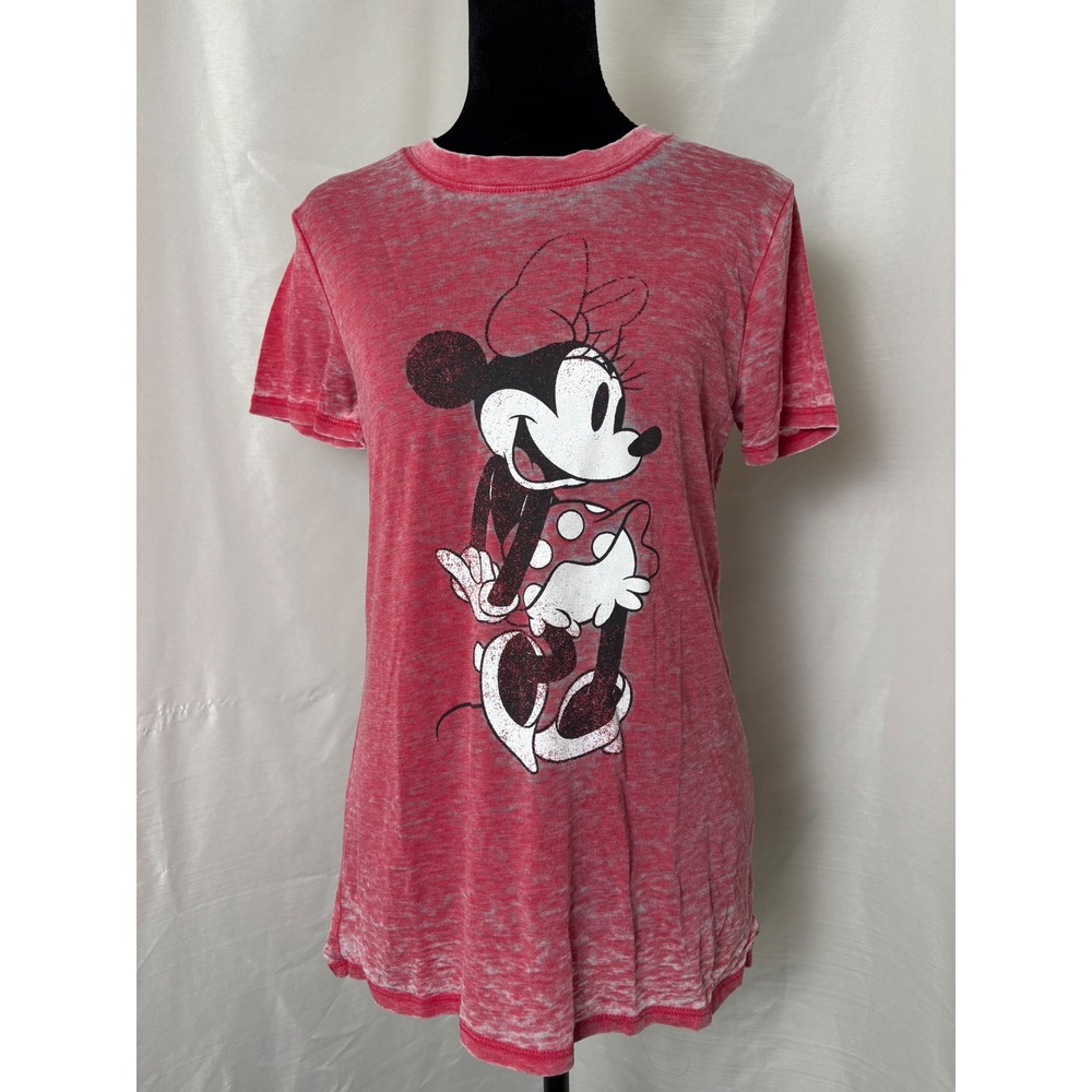 Disney Minnie Mouse Red Burnout Graphic T-Shirt Short Sleeve Women Small
